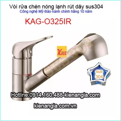 Vòi bếp rút dây nóng lạnh sus 304 KAG-O325IR