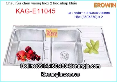 Chậu rửa bát nhập khẩu EROWIN vuông dài 1,1m KAG-E11045V
