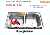 Chậu rửa chén EROWIN gọn 2 hộc nhập khẩu KAG-E7542