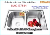 Chậu rửa chén EROWIN inox 2 hộc nhập khẩu KAG-E7844