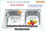 Chậu rửa chén EROWIN inox 2 hộc nhập khẩu KAG-E8949