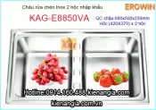 Chậu rửa chén EROWIN inox 2 hộc vuông KAG-E8850VA