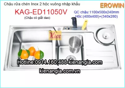 Chậu rửa EROWIN dài 1,1m  có giắt dao KAG-ED11050V