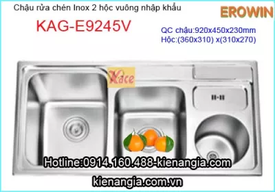 Chậu rửa EROWIN vuông có hộc rác KAG-E9245A