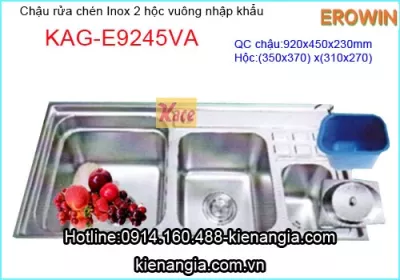 Chậu rửa EROWIN vuông có hộc rác KAG-E9245VA