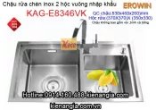 Chậu vuông EROWIN 2 hộc  inox 304 KAG-E8346VK