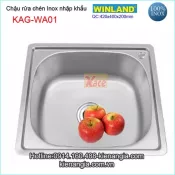 Chậu rửa chén Inox 1 hộc 42x40 cm Winland KAG-WA01