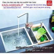 Chậu cao cấp 8245 sus304 đúc 2 hộc vuông lớn nhỏ KAG-HQ8245LP