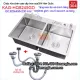 Chậu rửa chén 8245 2 hộc vuông dao,thớt bằng inox304 đúc KAG-HQ8245GD