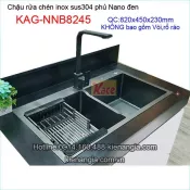 Chậu rửa chén phủ Nano đen 2 hộc đều KAG-NNB8245