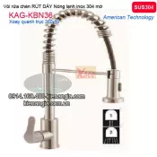Vòi rửa chén Nóng lạnh RÚT DÂY  Inox sus304 KAG-KBN36