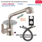Vòi rửa chén Nóng lạnh RÚT DÂY  Inox sus304 KAG-KBN39