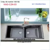 Chậu đá marble 2 hộc 112x49 x21cm Việt Mỹ KAG-C2N-03