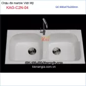 Chậu đá marble 2 hộc 99x 47.5 x 20cm Việt Mỹ KAG-C2N-04
