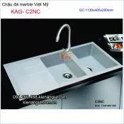 Chậu đá marble 2 hộc 113x 46x48.5 x20cm Việt Mỹ KAG-C2NC