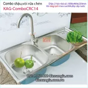Combo chậu 2 hộc 10046 vòi nóng lạnh sus304 KAG-ComboCRC14