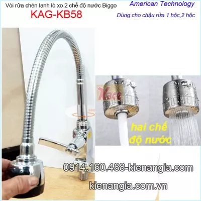 Vòi rửa chén lạnh lò xo thân vuông 2 chế độ  Biggo KAG-KB58