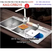 Chậu rửa chén inox sus304 đúc 2 hộc đa năng 100x45 cm KAG-CRB215