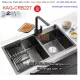 Chậu Nano đen 2 hộc  lớn nhỏ  82x45 cm inox 304 KAG-CRB227