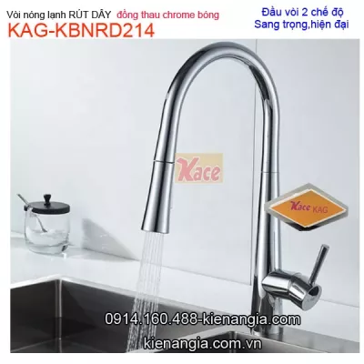 Vòi rửa chén bóng RÚT DÂY nóng lạnh KAG-KBNRD214