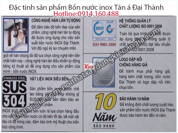 Đặc tính sản phẩm bồn inox Đại Thành