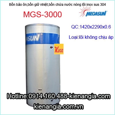 Bồn bảo ôn inox SUS 304 Megasun MGS-3000