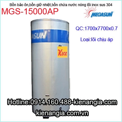 Bồn nước nóng lõi inox 304- chịu áp Megasun MGS-15000AP