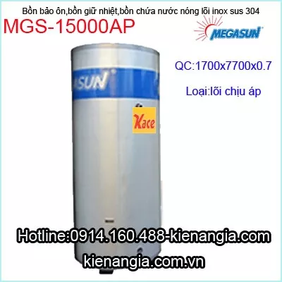 Bồn nước nóng lõi inox 304- chịu áp Megasun MGS-15000AP