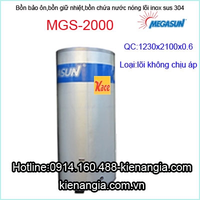 Bồn bảo ôn inox SUS 304 Megasun MGS-2000