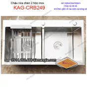 Chậu rửa chén 2 hộc 82x45 cm inox KAG-CRB249