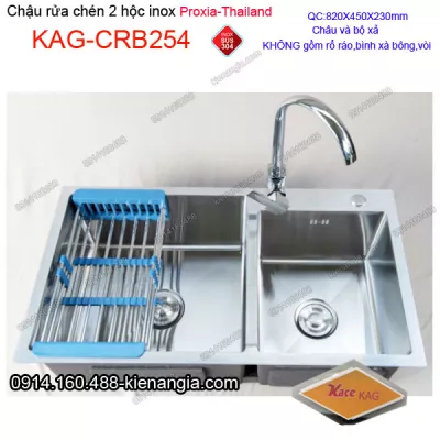 Chậu rửa chén 2 hộc 82x45 cm inox 304 Proxia KAG-CRB254