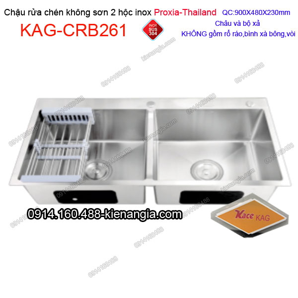 Chậu rửa chén 2 hộc  90x48 cm inox 304 không sơn Proxia KAG-CRB261