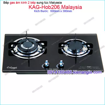 Bếp 2 gas âm kính sung túc Capri Malaysia KAG-Hob206 Malaysia