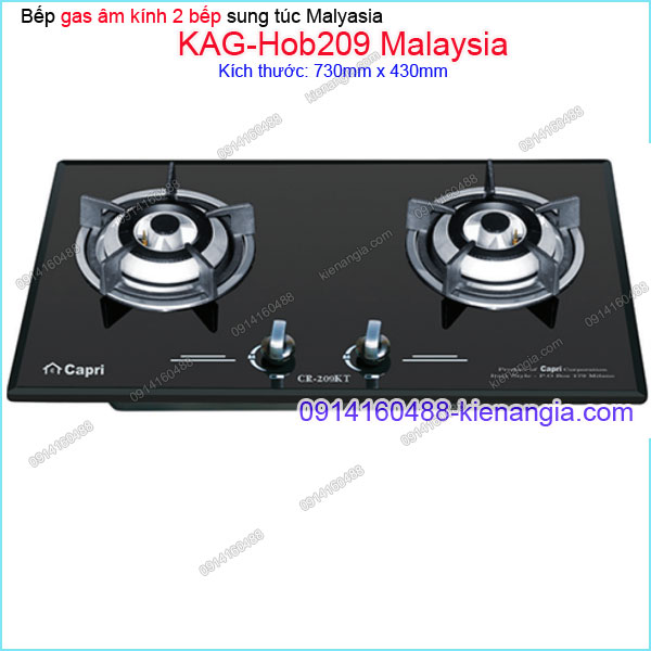 Bếp 2 gas âm kính sung túc Capri Malaysia KAG-Hob209 Malaysia
