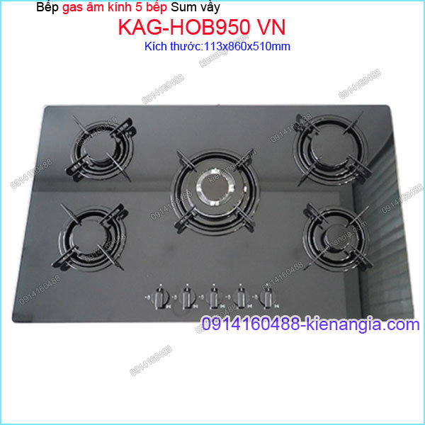 Bếp 5 gas âm kính đen sung túc Capri KAG-KAG-HOB950 VN