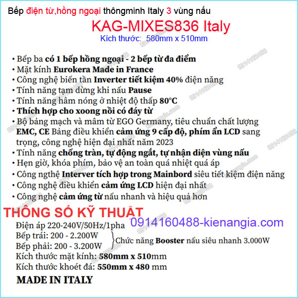 KAG-MIXES836Italy-Bep-tu-hong-ngoai-thong-minh-3-bep-Capri-Italy-KAG-MIXES836Italy-thong-so