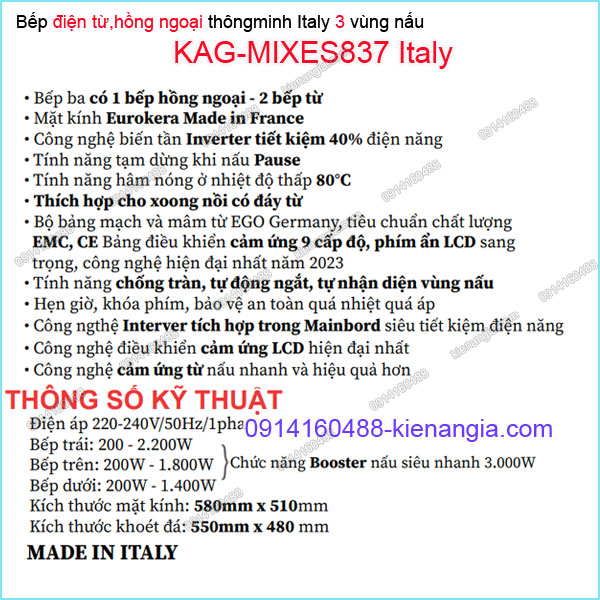 KAG-MIXES837Italy-Bep-tu-hong-ngoai-thong-minh-3-bep-Capri-Italy-KAG-MIXES837Italy-thong-so