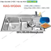 Chậu rửa chén 2 hộc có hộc rác giắt dao 104x48 cm Winland KAG-WG04A