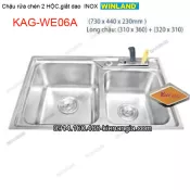 Chậu rửa chén 2 hộc giắt dao 73x44-cm-Winland-KAG-KAG-WE06A