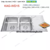 Chậu rửa chén 2 hộc 1 cánh 120x23 cm Winland KAG-WD15