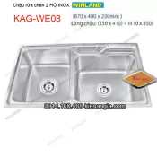 Chậu rửa chén 2 hộc 87x48 cm Winland KAG-WE08