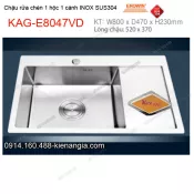 Chậu rửa chén 1 hộc 1 cánh 80x47 55x45 cm  inox304 EROWIN KAG-E8047VD