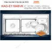 Chậu rửa chén 2 hộc ,hộc rác 110x468cm  inox  EROWIN KAG-E11848VK