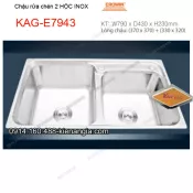 Chậu rửa chén 2 hộc 79x43 cm  inox  EROWIN KAG-E7943