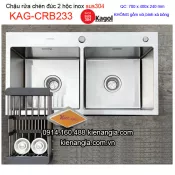 Chậu rửa chén 2 hộc 70X40 cm inox 304 KAGOL KAG-CRB233
