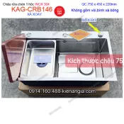 Chậu rửa chén 1 hộc 75x45 cm Xả XOAY  Inox sus304 KAG-CRB146