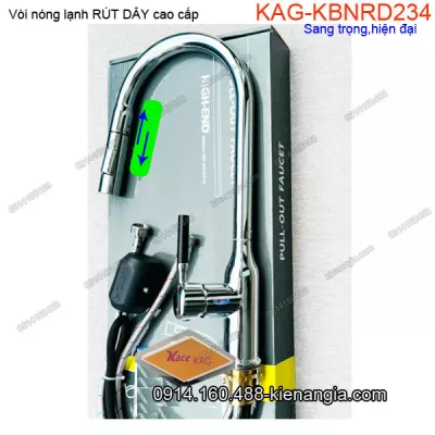 Vòi rửa chén Nóng lạnh RÚT DÂY Chrome bóng KAG-KBNRD234