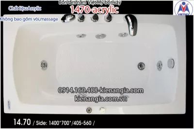 Bồn xây,bồn nằm xây nhỏ Việt Mỹ Acrylic-1470