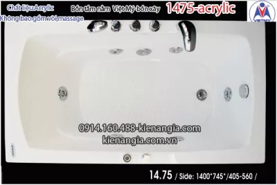 Bồn xây,bồn nằm xây nhỏ Việt Mỹ Acrylic-1475