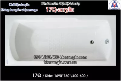 Bồn xây,bồn tắm nằm 1,7m Việt Mỹ Acrylic-17Q